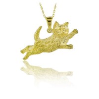 14K Gold Cat Necklace
