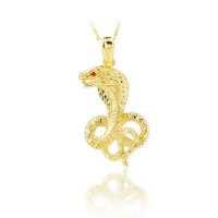 14K Gold Cobra Snake Necklace