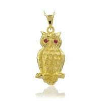 14K Gold Owl Necklace