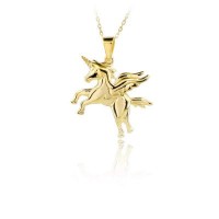 14K Gold Pegasus Horse Necklace