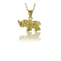 14K Gold Rhino Necklace