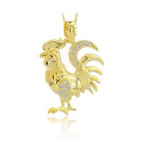 14K Gold Rooster Necklace
