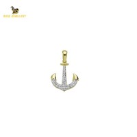 14K Solid Gold Anchor Charm Pendant