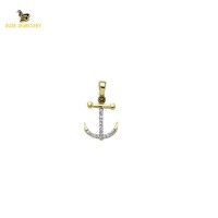 14K Solid Gold Anchor Charm Pendant