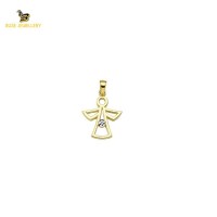 14K Solid Gold Angel Charm Pendant