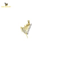 14K Solid Gold Angel Charm Pendant