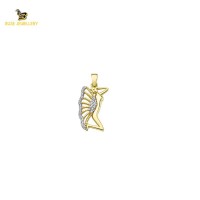 14K Solid Gold Angel Charm Pendant