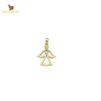 14K Solid Gold Angel Charm Pendant