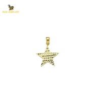 14K Solid Gold Star Charm Pendant