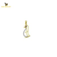14K Solid Gold Penguin Charm Pendant
