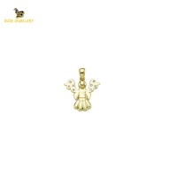 14K Solid Gold Angel Charm Pendant