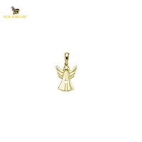 14K Solid Gold Angel Charm Pendant