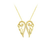 14K Solid Gold Angel Wing Necklace