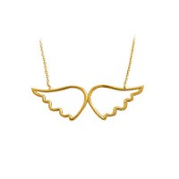 14K Solid Gold Angel Wings Necklace