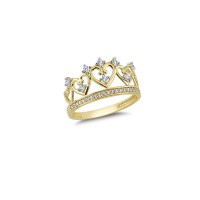 14K Solid Gold Art Design Fashion Crown Ladies Ring