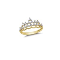 14K Solid Gold Art Design Fashion Crown Ladies Ring