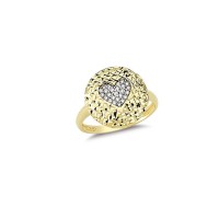 14K Solid Gold Art Design Fashion Diamond Cut Love Ladies Ring