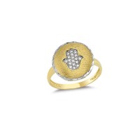 14K Solid Gold Art Design Fashion Fatima's Hand Ladies Ring