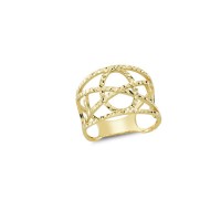 14K Solid Gold Art Design Fashion Diamond Cut Ladies Ring