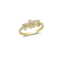 14K Solid Gold Art Design Fashion Flower Ladies Ring