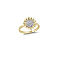 14K Solid Gold Art Design Fashion Flower Ladies Ring