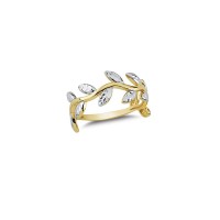 14K Solid Gold Art Design Fashion Leaf Ladies Ring