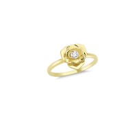 14K Solid Gold Art Design Fashion Rose Solitaire Ladies Ring