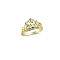 14K Solid Gold Art Design Fashion Queen Crown Ladies Ring