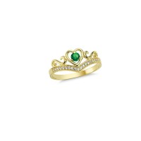 14K Solid Gold Art Design Fashion Queen Crown Heart Ladies Ring