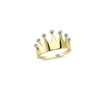 14K Solid Gold Art Design Fashion Queen Crown Ladies Ring