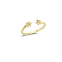 14K Solid Gold Art Design Fashion Star Ladies Ring