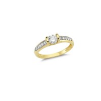 14K Solid Gold Art Design Fashion Solitaire Ladies Ring