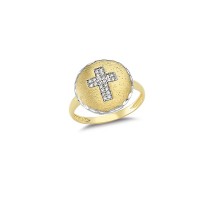 14K Solid Gold Art Design Fashion Cross Ladies Ring