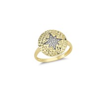 14K Solid Gold Art Design Fashion North Star Ladies Ring