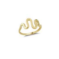 14K Solid Gold Art Design Fashion Wave Ladies Ring