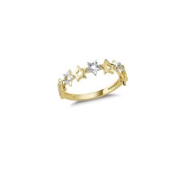 14K Solid Gold Art Design Fashion Star Ladies Ring