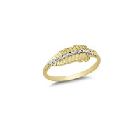 14K Solid Gold Art Design Fashion Feather Ladies Ring