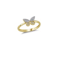 14K Solid Gold Art Design Fashion Butterfly Ladies Ring