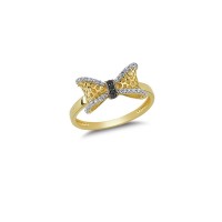 14K Solid Gold Art Design Fashion Bow Tie Ladies Ring