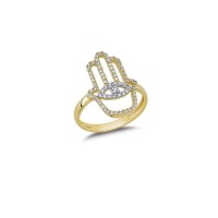 14K Solid Gold Art Design Fashion Fatima's Hand Ladies Ring