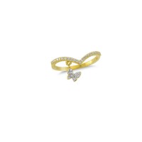 14K Solid Gold Art Design Fashion Butterfly Ladies Ring