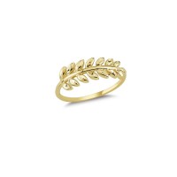 14K Solid Gold Art Design Fashion Leaf Ladies Ring