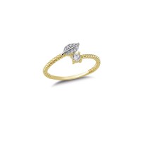 14K Solid Gold Art Design Fashion Leaf Solitaire Ladies Ring