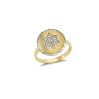 14K Solid Gold Art Design Fashion Star of David Ladies Ring