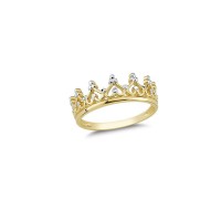 14K Solid Gold Art Design Fashion Queen Crown Love Ladies Ring