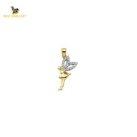 14K Solid Gold Angel Charm Pendant