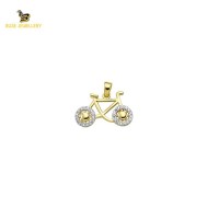 14K Solid Gold Bike Charm Pendant