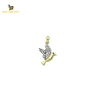 14K Solid Gold Bird Charm Pendant