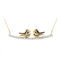 14K Solid Gold Bird Necklace