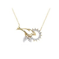 14K Solid Gold Bird Necklace